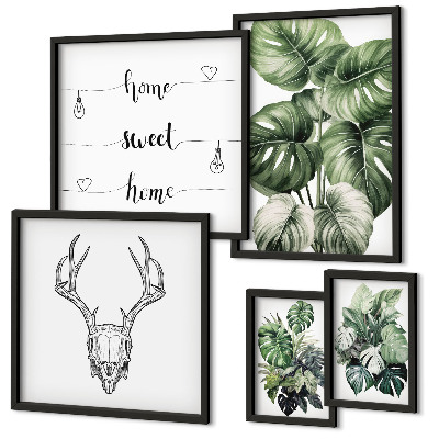 Set di 5 quadri Motivi vegetali con la natura in casa