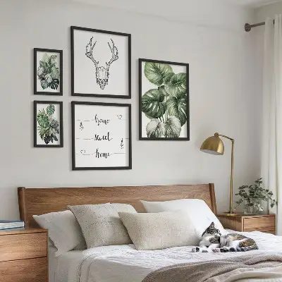 Set di 5 quadri con motivi vegetali e natura