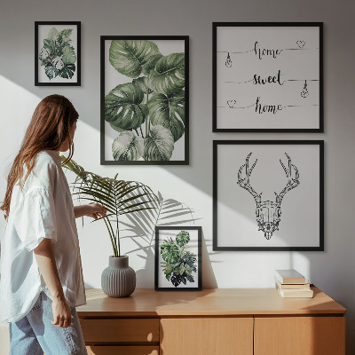 Set di 5 quadri Motivi vegetali con la natura in casa