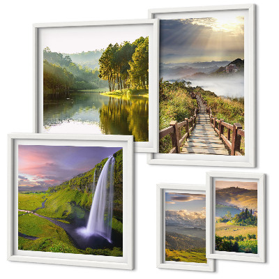 Set di quadri incorniciati Paesaggi cascate montagne