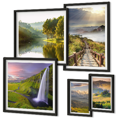 Set di quadri incorniciati Paesaggi cascate montagne