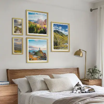 Polittico paesaggi montani con cornice naturale