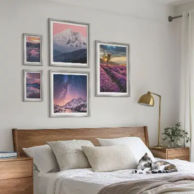 Set di quadri incorniciati paesaggi naturali con montagne di lavanda