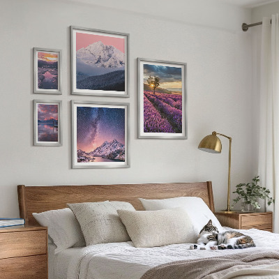 Set di quadri incorniciati Paesaggi naturali di montagne di lavanda