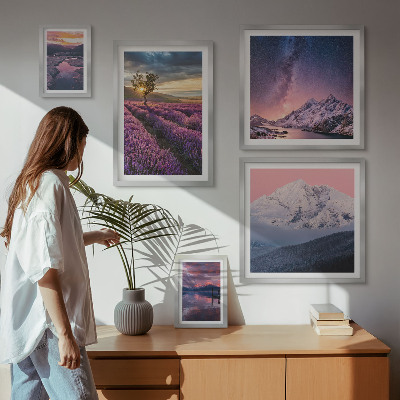 Set di quadri incorniciati Paesaggi naturali di montagne di lavanda