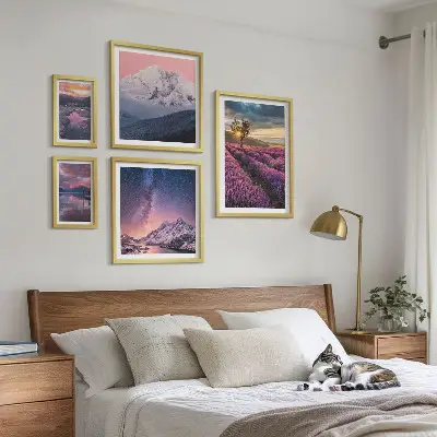 Set di quadri incorniciati paesaggi naturali con montagne di lavanda