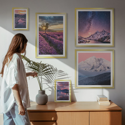 Set di quadri incorniciati Paesaggi naturali di montagne di lavanda