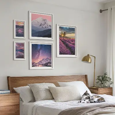 Set di quadri incorniciati paesaggi naturali con montagne di lavanda