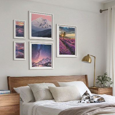 Set di quadri incorniciati Paesaggi naturali di montagne di lavanda