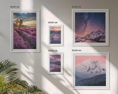 Set di quadri incorniciati paesaggi naturali con montagne di lavanda