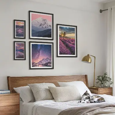 Set di quadri incorniciati paesaggi naturali con montagne di lavanda