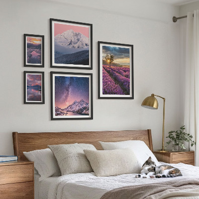 Set di quadri incorniciati Paesaggi naturali di montagne di lavanda
