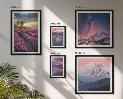 Set di quadri incorniciati paesaggi naturali con montagne di lavanda