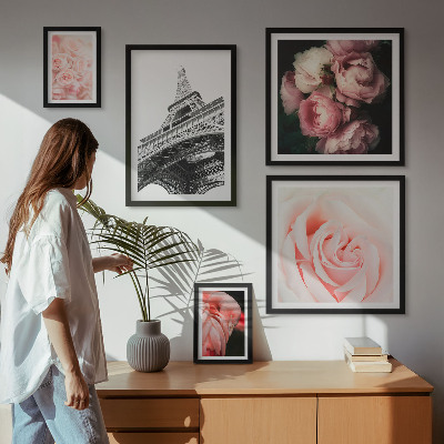 Polittico con cornice Rose Torre Eiffel Romanticismo