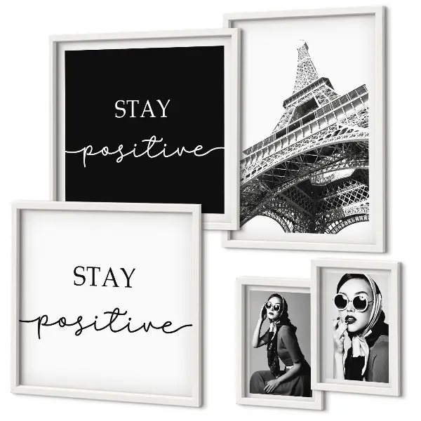 Set di 5 quadri con grafica elegante ispirata alla moda di Parigi