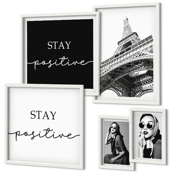 Set di 5 quadri Grafica elegante, moda Parigi