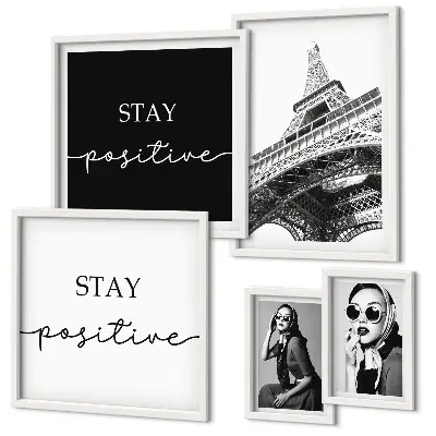 Set di 5 quadri con grafica elegante ispirata alla moda di Parigi