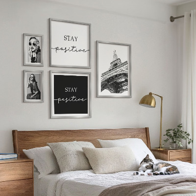 Set di 5 quadri Grafica elegante, moda Parigi