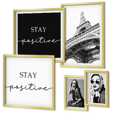 Set di 5 quadri con grafica elegante ispirata alla moda di Parigi