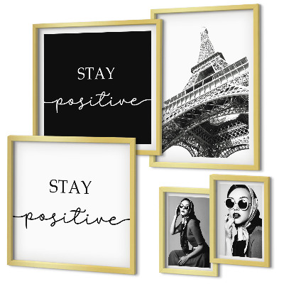 Set di 5 quadri Grafica elegante, moda Parigi
