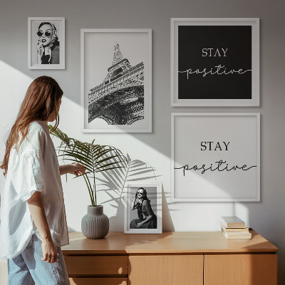 Set di 5 quadri Grafica elegante, moda Parigi