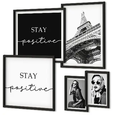 Set di 5 quadri con grafica elegante ispirata alla moda di Parigi