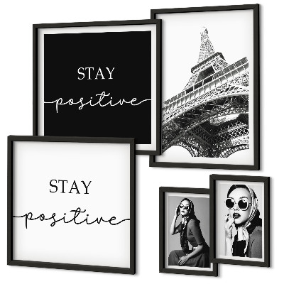 Set di 5 quadri Grafica elegante, moda Parigi
