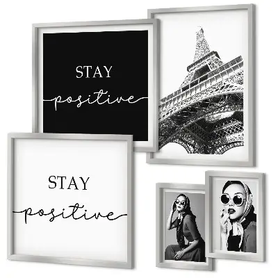 Set di 5 quadri con grafica elegante ispirata alla moda di Parigi