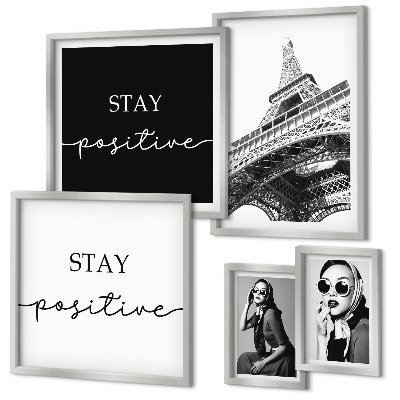 Set di 5 quadri Grafica elegante, moda Parigi
