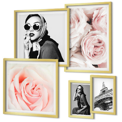 Polittico con cornice Ritratti eleganti di rose