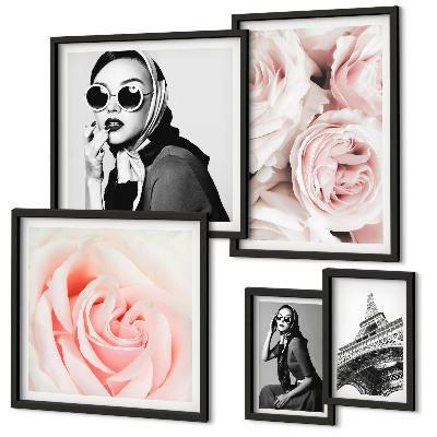 Polittico con cornice Ritratti eleganti di rose