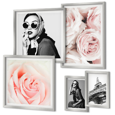 Polittico con cornice Ritratti eleganti di rose