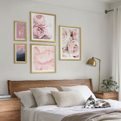 Set di 5 quadri Fiori rosa, elegante tocco di stile