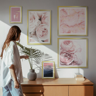 Set di 5 quadri Fiori rosa, elegante tocco di stile