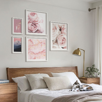 Set di 5 quadri Fiori rosa, elegante tocco di stile