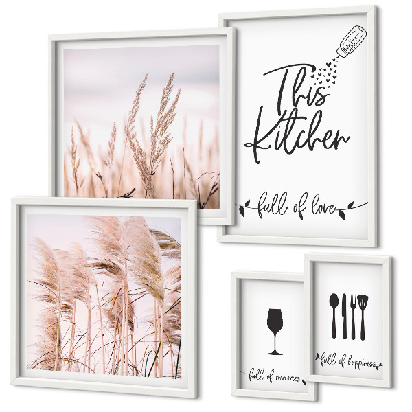 Set di 5 quadri Cucina bohémien, amo cucinare