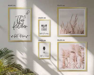 Set di 5 quadri tema cucina bohémien con scritta amo cucinare