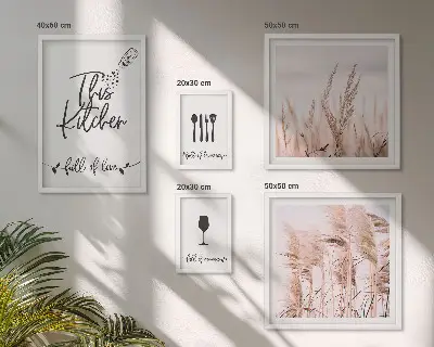 Set di 5 quadri tema cucina bohémien con scritta amo cucinare