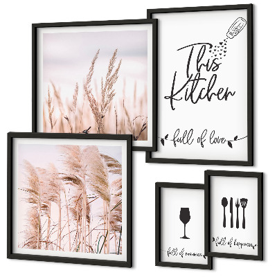 Set di 5 quadri Cucina bohémien, amo cucinare