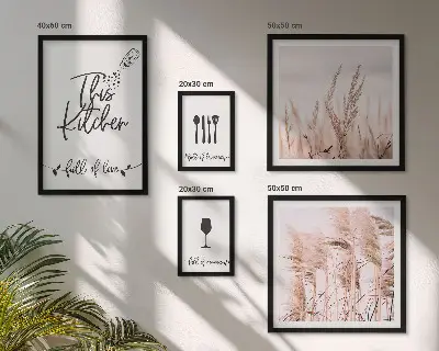 Set di 5 quadri tema cucina bohémien con scritta amo cucinare