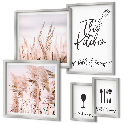 Set di 5 quadri Cucina bohémien, amo cucinare