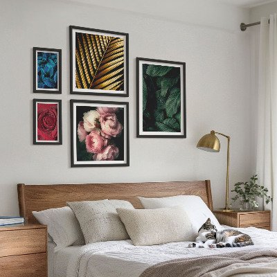 Set di 5 quadri Motivi floreali vegetali