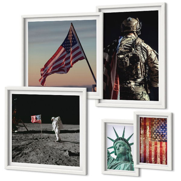 Set di 5 quadri Simbolismo americano della storia