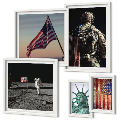 Set di 5 quadri Simbolismo americano della storia