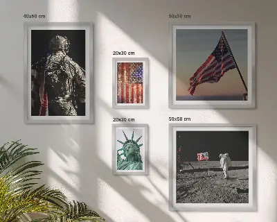 Set di 5 quadri con stampa simbolismo americano della storia