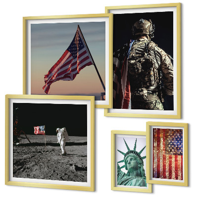 Set di 5 quadri Simbolismo americano della storia