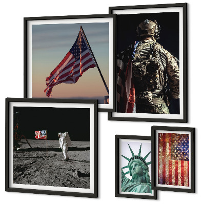 Set di 5 quadri Simbolismo americano della storia