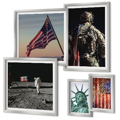 Set di 5 quadri Simbolismo americano della storia