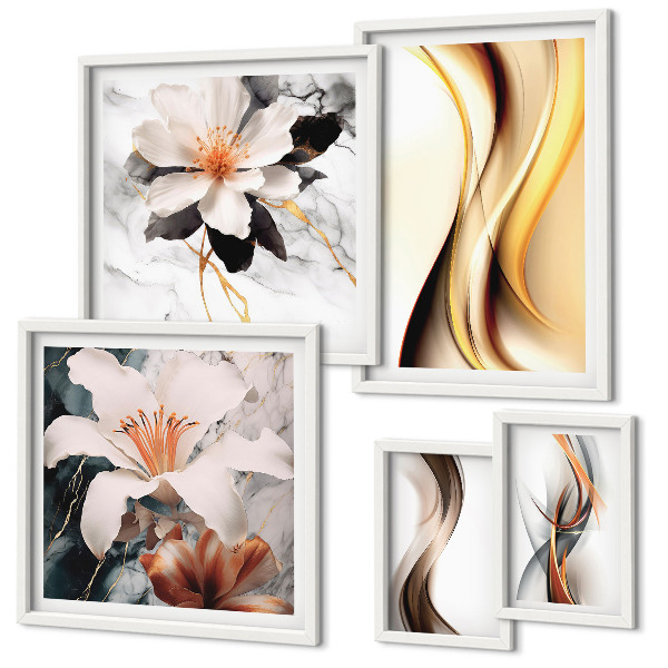 Polittico con cornice Eleganti fiori astratti