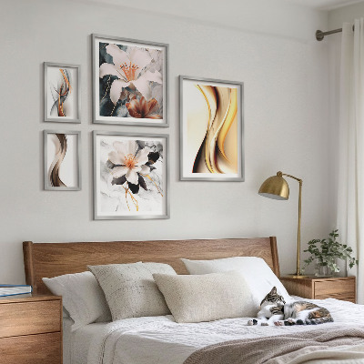 Polittico con cornice Eleganti fiori astratti